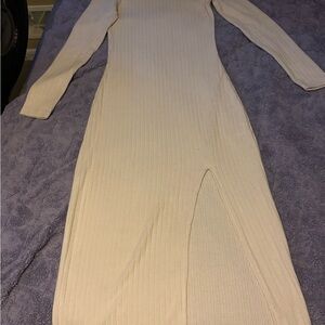 H&M Cream Long Sleeve Dress